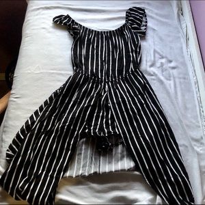 Off the shoulder high low romper